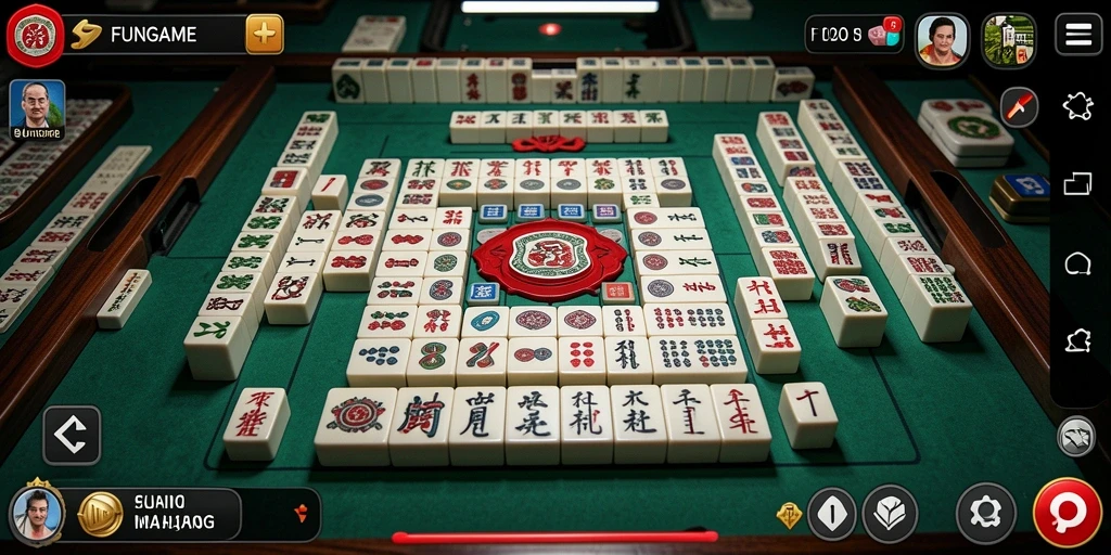 Tampilan gameplay seru FUNGame dalam permainan Mahjong.