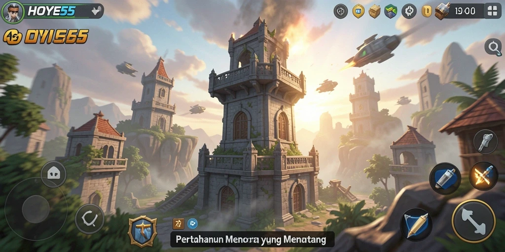 Gameplay Tower Defense yang intens dan mendebarkan di HOYE55.