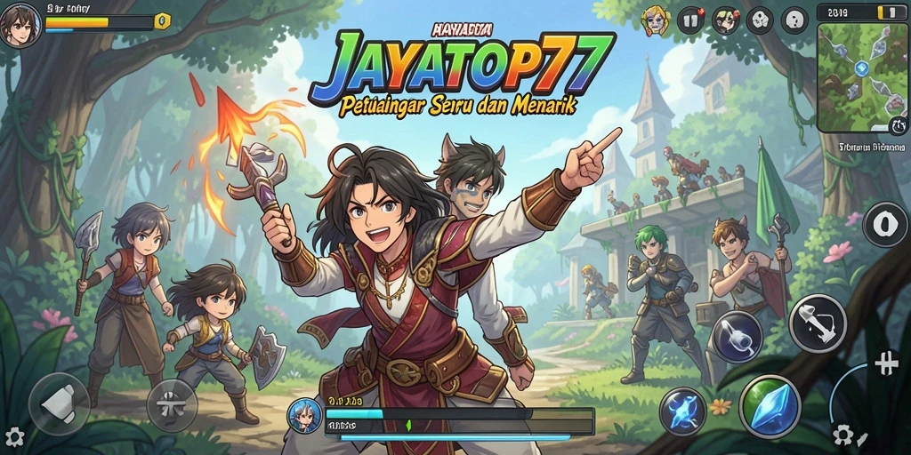 Tampilan gameplay menarik dari JAYATOP77 dengan karakter anime yang hidup.