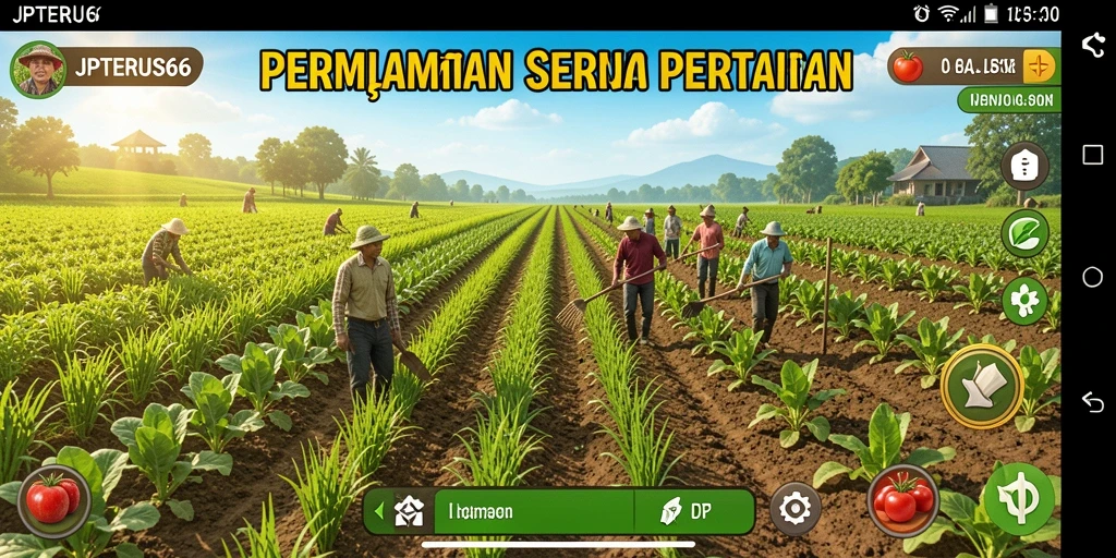 Tampilan gameplay menarik dari JPTERUS66 dengan ladang yang subur.