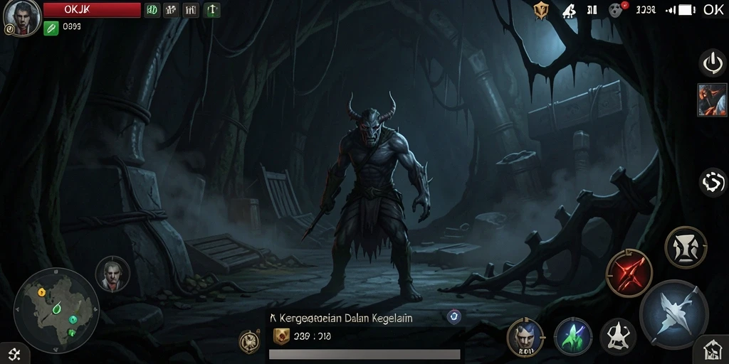 Tangkapan layar menampilkan atmosfer menyeramkan dari gameplay Horror.