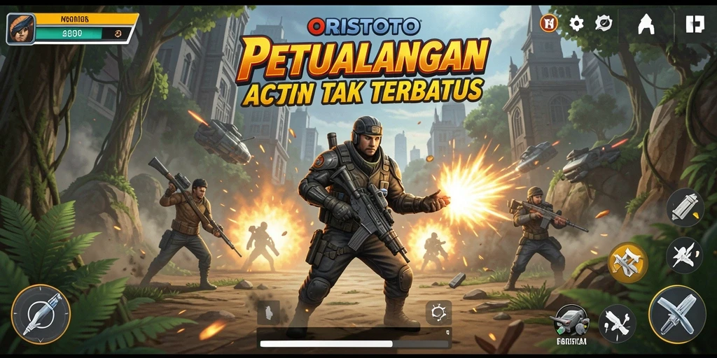 Tampilan gameplay seru dalam ORISTOTO dengan aksi yang mendebarkan.