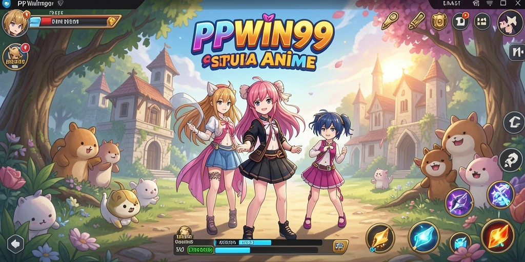 Screenshot utama PPWIN99 menampilkan karakter Anime dalam aksi berkelahi.