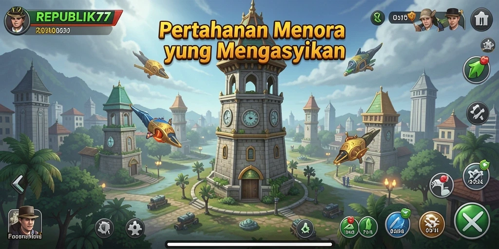 Tampilan menarik gameplay Tower Defense di REPUBLIK77.